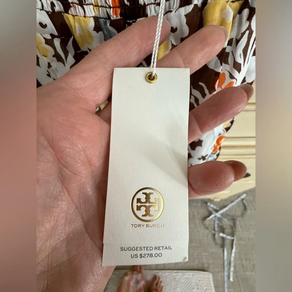 Tory Burch Floral Mini Dress in Brown and Orange